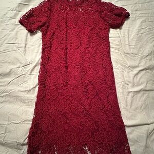 Nanette Lepore Burgundy Lace Mini Dress